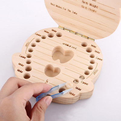 Lovely Girl /Boy Image Wooden Baby Milk Teeth Box