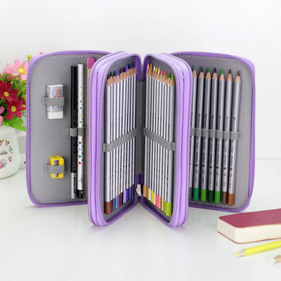 Oxford Pencil Case: Large Capacity Stationery Bag - Blue-2 Layers | Buy on Aleezayn.com