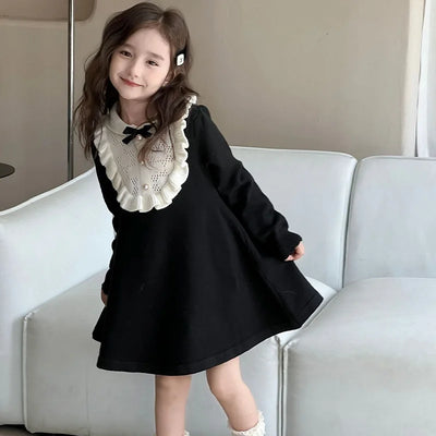 Girls' Knit Princess Dress: Warm & Cozy - Kids Clothing - black - 2T(90cm) - Image 1 | Buy on Aleezayn.com