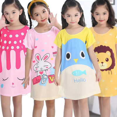 Kids' Cartoon Summer Nightgowns (3-10 yrs) - Kids Clothing - lion - 5-6Y - Image 1 | Buy on Aleezayn.com
