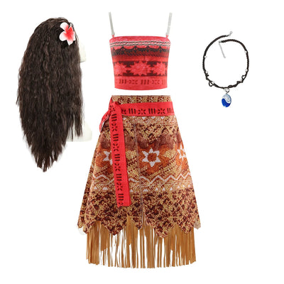 Girls Moana Costume: Beach & Party Dress - Kids Clothing - DM01 Set 02 - Size 130 - Image 1 | Buy on Aleezayn.com