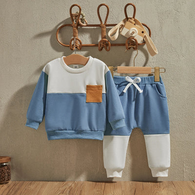 Toddler Boy Clothes Set: Long Sleeve Sweatshirt & Pants - Blue Gray - 2-3Years | Buy on Aleezayn.com
