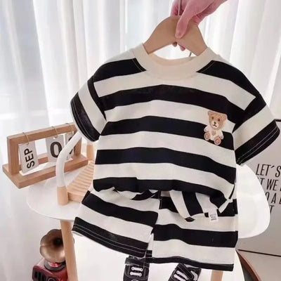 Kids' Summer Stripe T-Shirt & Shorts Sets - Kids Clothing - 2pcs Set - 110 for 4T - Image 1 | Buy on Aleezayn.com