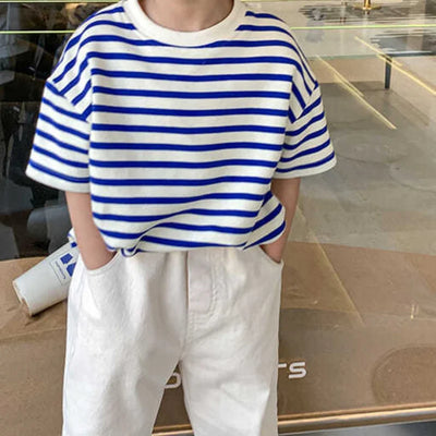 Kids' Summer Striped T-Shirt - Kids Clothing - black - 110 for height 105cm - Image 1 | Buy on Aleezayn.com