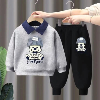 Cute Autumn Kids' 2-Piece Outfit - Kids Clothing - GREY - 9-10Y(140CM) - Image 1 | Buy on Aleezayn.com