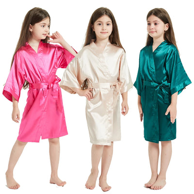Luxury Satin Robe: Bride, Birthday Gift - Kids Clothing - CM02 - 6-7 Years - Size 130 - Image 1 | Buy on Aleezayn.com