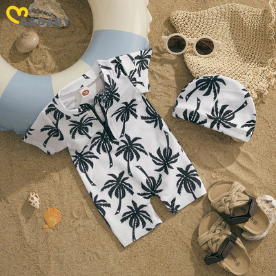 Baby Boy Swimsuit 0-18M Coconut Tree - WHITE - 12-18Months | Buy on Aleezayn.com