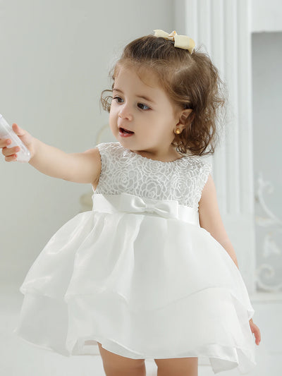 Baby Girl Christening Dress Gray Lace - WHITE - 18-24M | Buy on Aleezayn.com