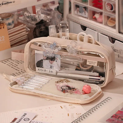 Cute Kawaii Pencil Case for Girls - Cream grey | Buy on Aleezayn.com
