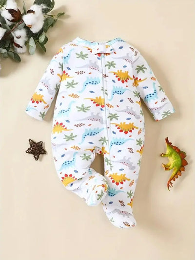 Cute Dinosaur Baby Footed Bodysuit - MULTI - 3M | Buy on Aleezayn.com