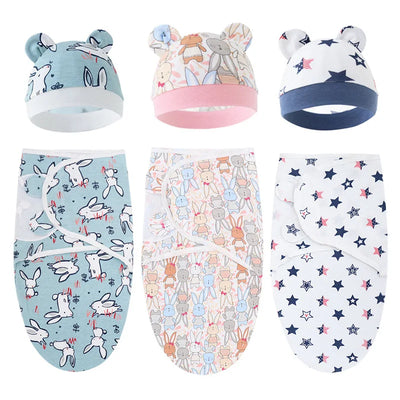 Baby Blanket Hat Set: Cotton Newborn Swaddle - Dolphin | Buy on Aleezayn.com