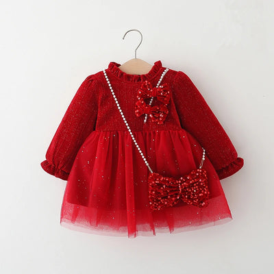 Baby Girl Christmas Dress & Bag Set - Red - 6(9-12M) | Buy on Aleezayn.com
