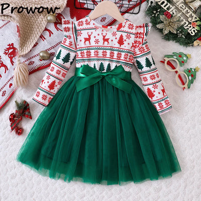 Kids Christmas Dress: Red Deer Print - Kids Clothing - B White Deer - 6-7T - Image 1 | Buy on Aleezayn.com