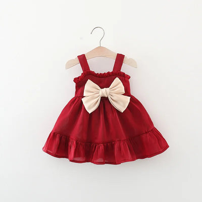 Girls' Summer Bow Dress (80-110cm) - Pink - 10(18-24M) | Buy on Aleezayn.com