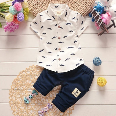 Cute Summer Boy Suit: Shorts & Shirt Set - Kids Clothing - Pink - 24M - Image 1 | Buy on Aleezayn.com