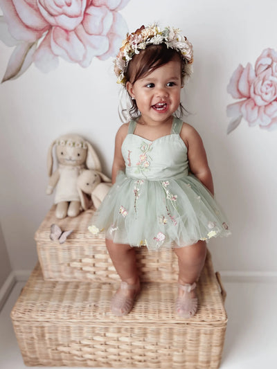 Baby Girl Romper Dress (0-24 Months) - green - 80 | Buy on Aleezayn.com