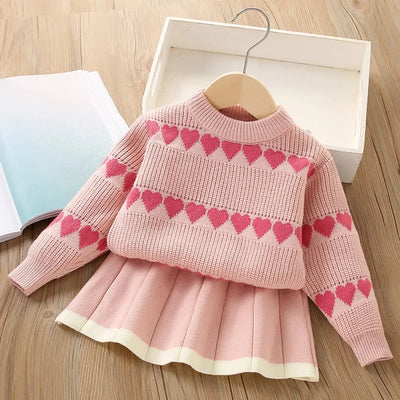 Girls' Cute Knit Sweater Set (Autumn/Winter) - Kids Clothing - as picuter - 6T - Image 1 | Buy on Aleezayn.com