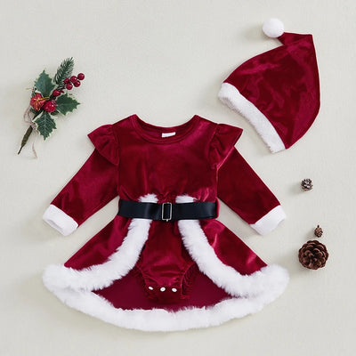 Baby Girl Velvet Christmas Romper - 3M | Buy on Aleezayn.com