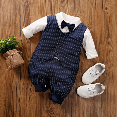 Baby Boy Striped Vest Jumpsuit (0-18M) - Navy Blue - 12-18M 90 | Buy on Aleezayn.com