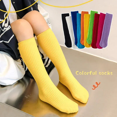 Kids' Striped Knee-High Cotton Socks - Kids Clothing - black | Buy on Aleezayn.com