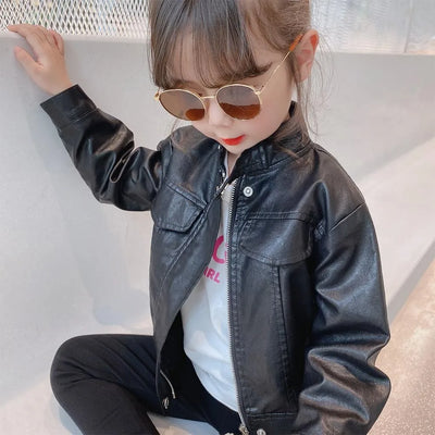 Kids' Spring Leather Jackets: 2-8 Years - Kids Clothing - Black - 4T(Size 110) - Image 1 | Buy on Aleezayn.com